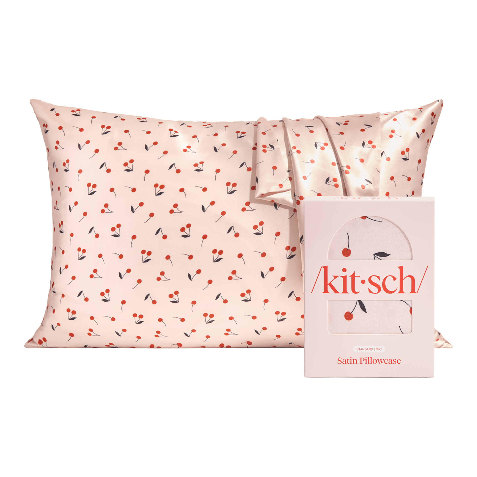 Kitsch Standard Satin Pillowcase - Cherry Print