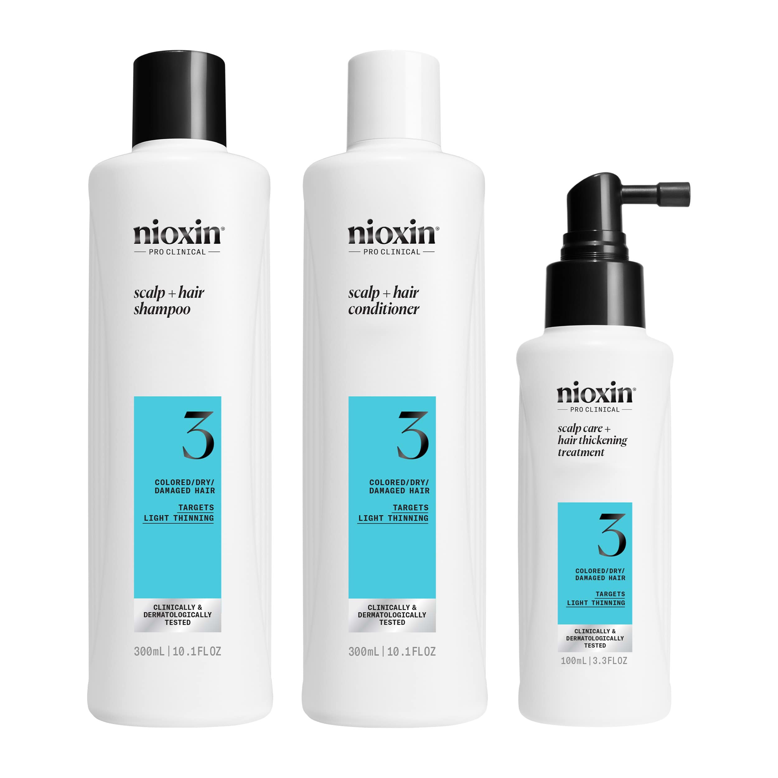 Nioxin Scalp + Hair Thickening System 3 - Colored Or Dry Damaged Hair with Light Thinning